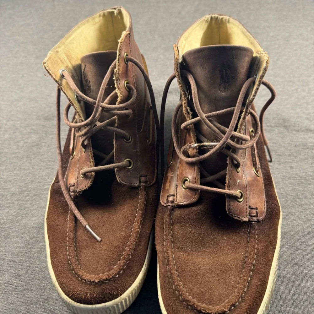 Polo Ralph Lauren Delmon Mens Brown Leather Suede Chukka Boots‎ Size 10.5D